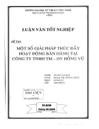 Một số giải pháp thúc đẩy hoạt động bán hàng tại công ty TNHH TM Hồng Vũ