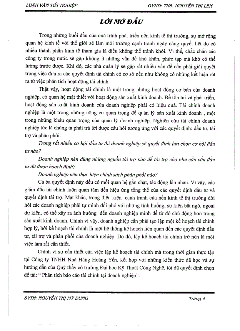 image for page Phân tích báo cáo tài chính tại công ty TNHH nhà hàng Hoàng Yến