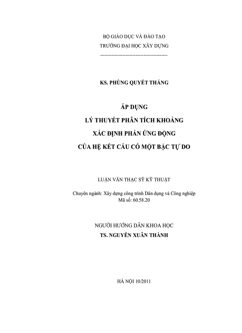image for page Áp dụng lý thuyết phân tích khoảng xác định phản ứng động của hệ kết cấu có một bậc tự do