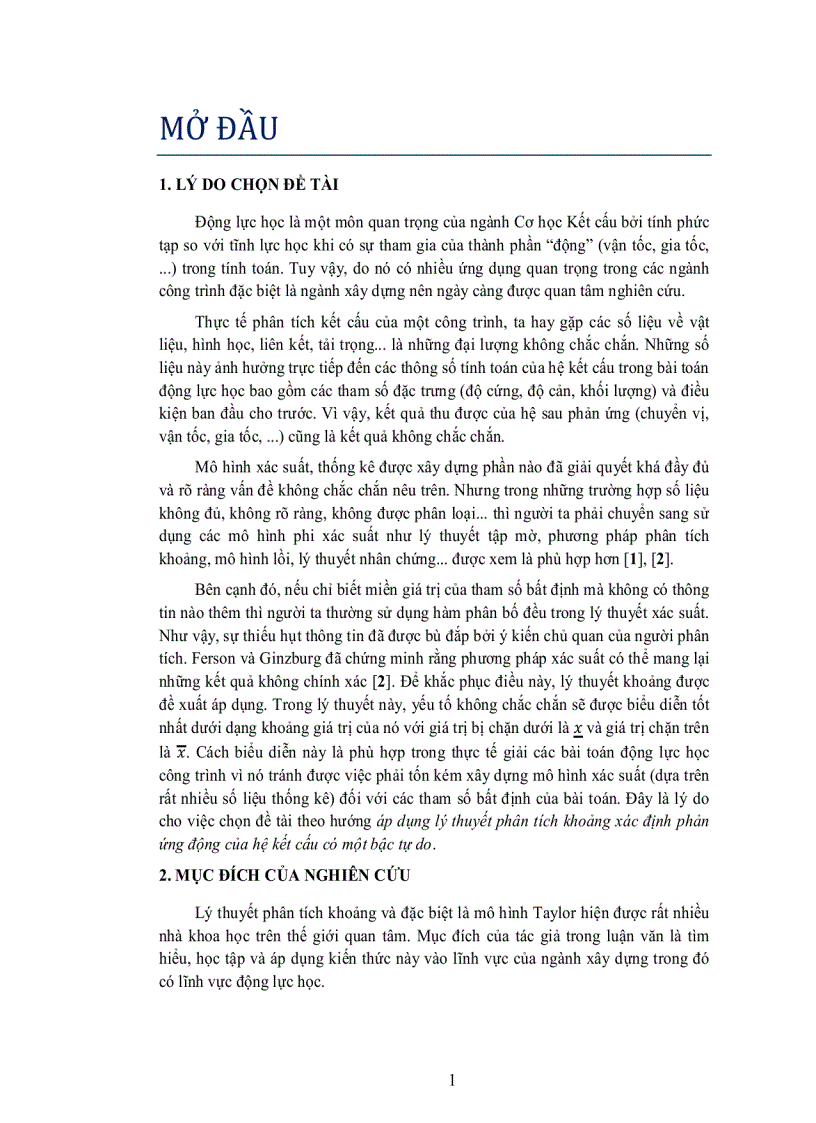 image for page Áp dụng lý thuyết phân tích khoảng xác định phản ứng động của hệ kết cấu có một bậc tự do