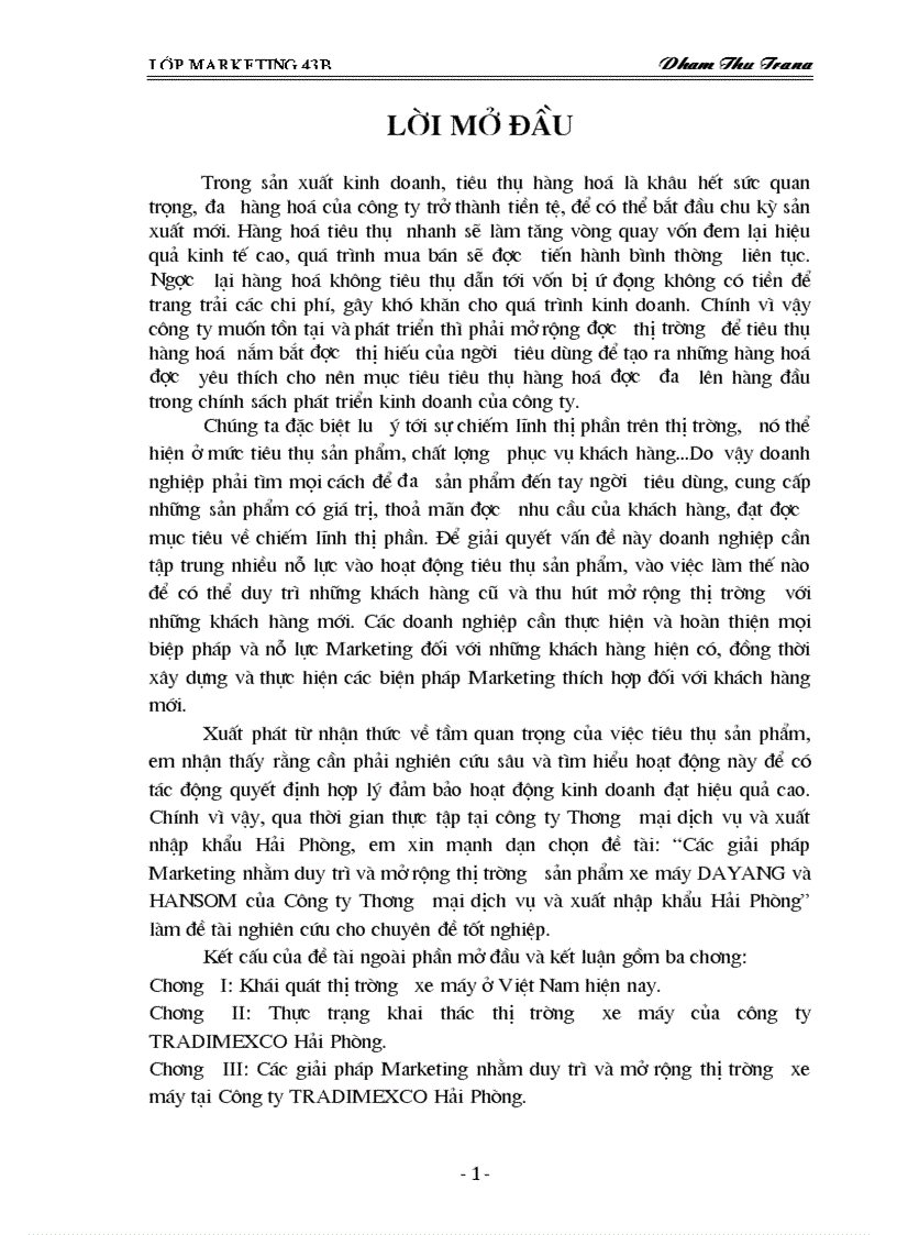 image for page Thực trạng khai thác thị trường xe máy của công ty TRADIMEXCO Hải Phòng