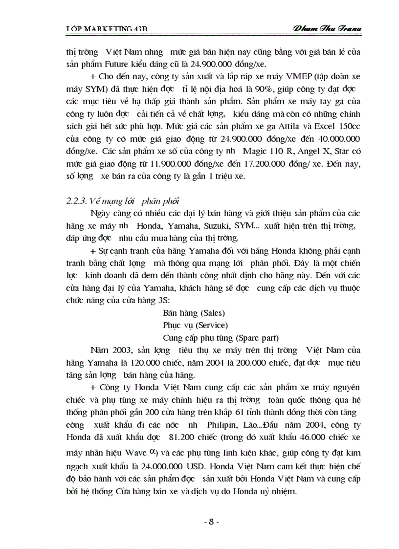 image for page Thực trạng khai thác thị trường xe máy của công ty TRADIMEXCO Hải Phòng