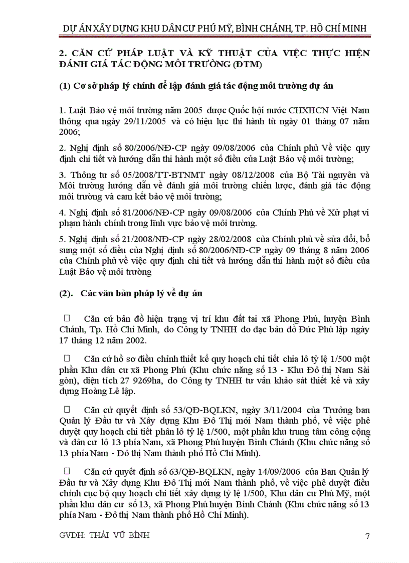 image for page Đánh giá tác động môi trường khu dân cư phú mỹ huyện bình chánh