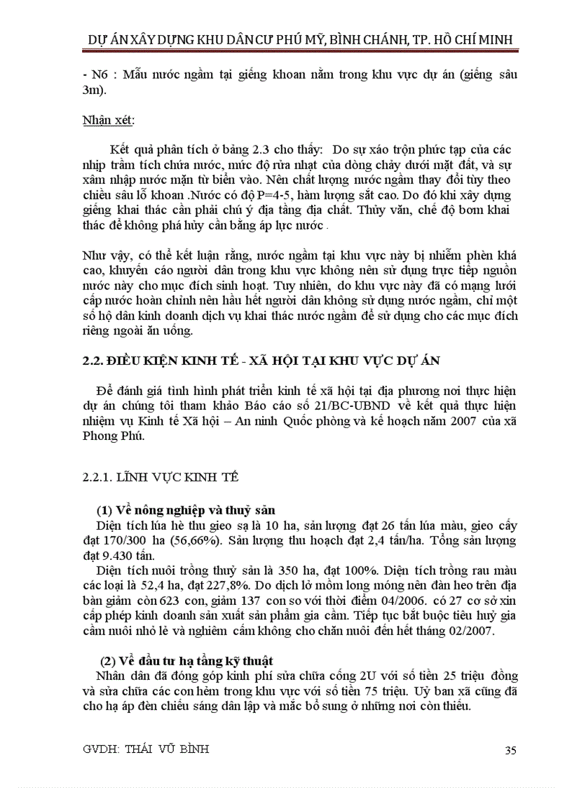 image for page Đánh giá tác động môi trường khu dân cư phú mỹ huyện bình chánh