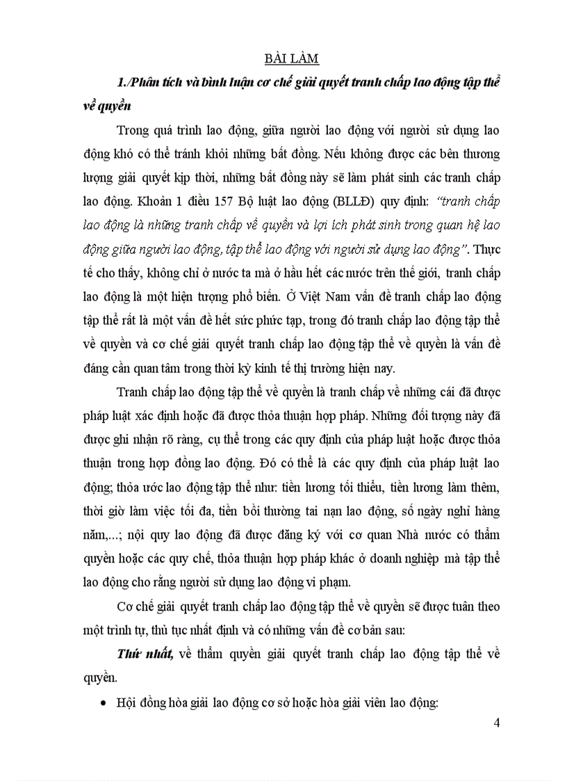 image for page Học kỳ lao động đề 9 Phân tích và bình luận cơ chế giải quyết tranh chấp lao động tập thể về quyền