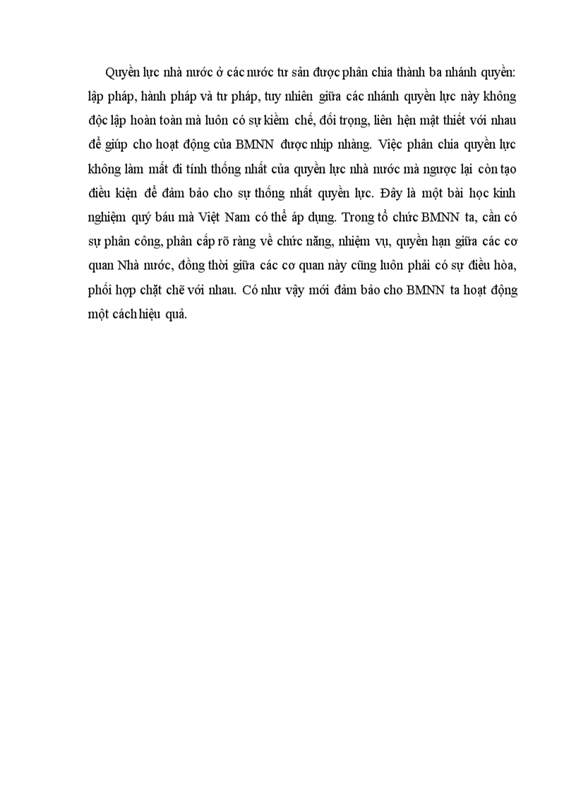 image for page Phân tích nguyên tắc phân chia quyền lực trong tổ chức và hoạt động của bộ máy nhà nước tư sản