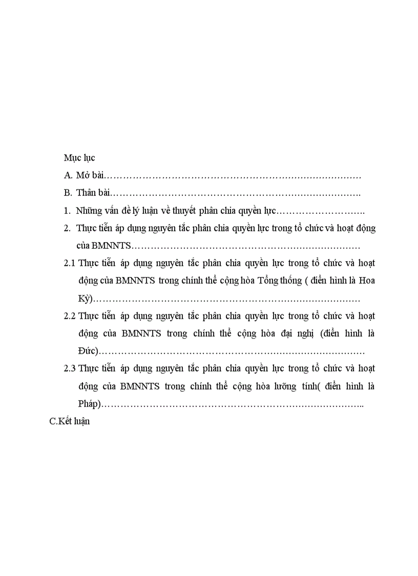 image for page Phân tích nguyên tắc phân chia quyền lực trong tổ chức và hoạt động của bộ máy nhà nước tư sản