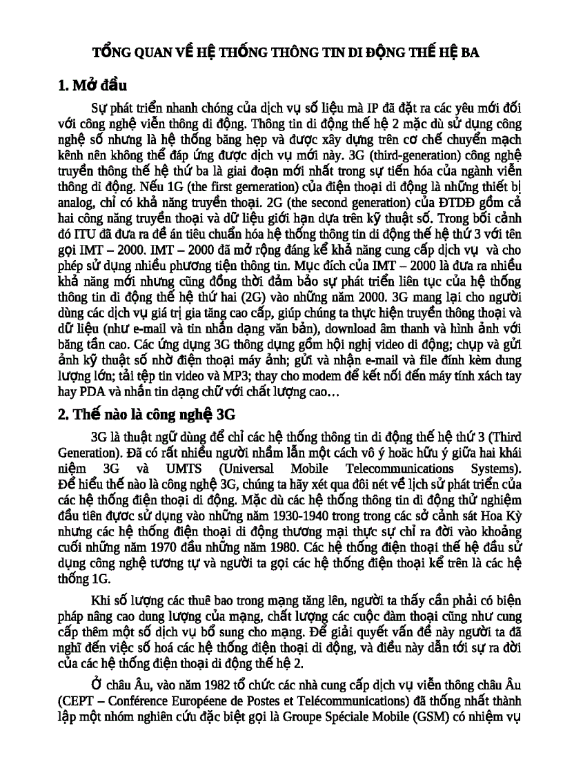 image for page Tổng quan về hệ thống thông tin di động thế hệ thứ ba