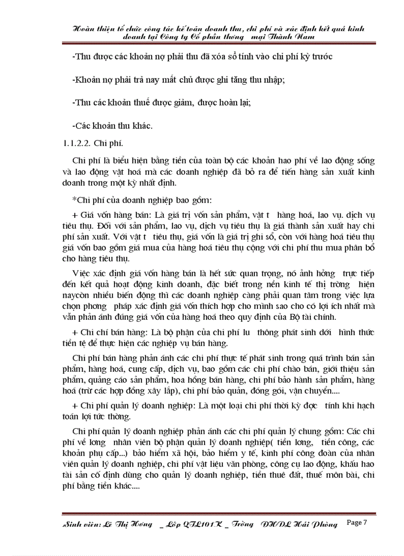 image for page Hoàn thiện tổ chức công tác kế toán doanh thu chi phí và xác định kết quả kinh doanh tại Công ty Cổ phần thương mại Thành Nam