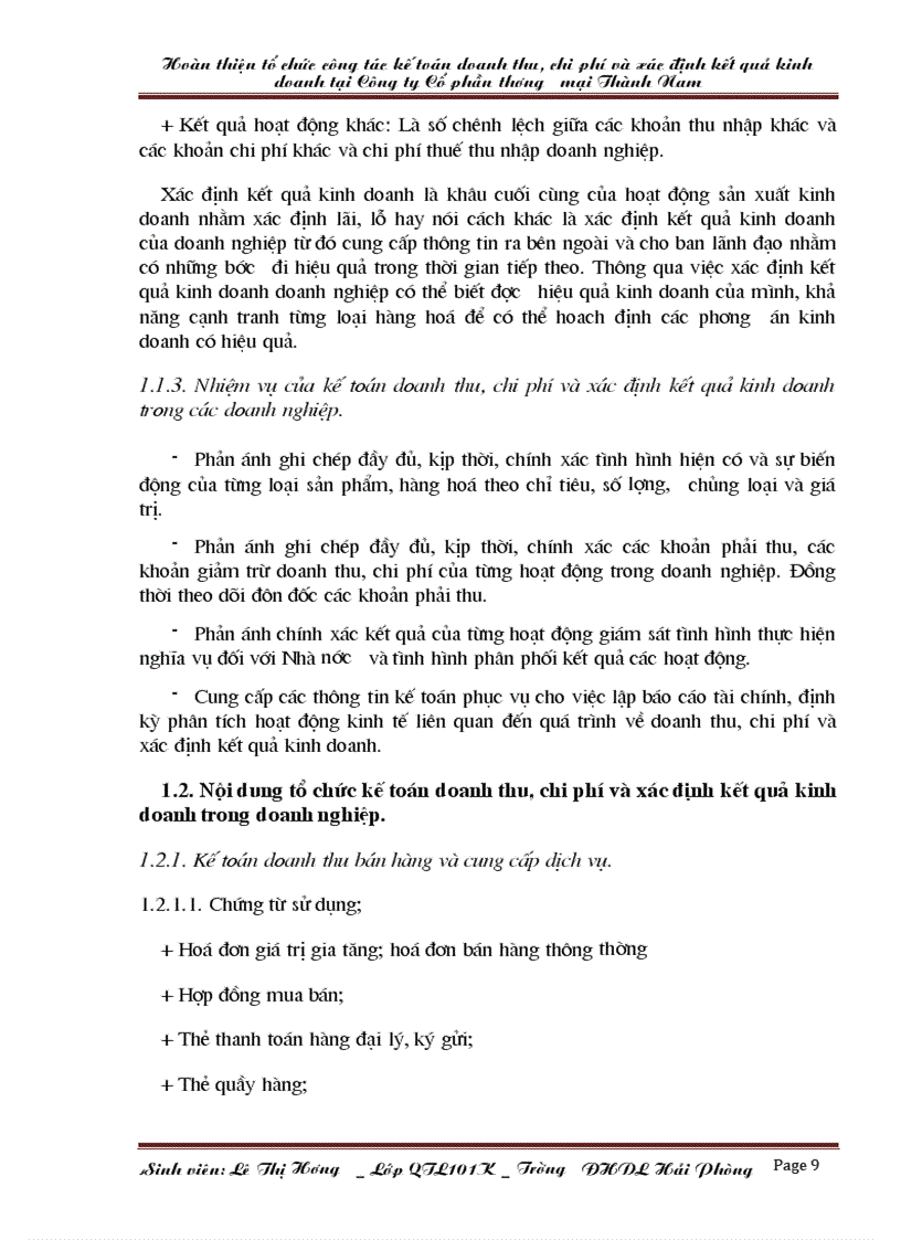 image for page Hoàn thiện tổ chức công tác kế toán doanh thu chi phí và xác định kết quả kinh doanh tại Công ty Cổ phần thương mại Thành Nam