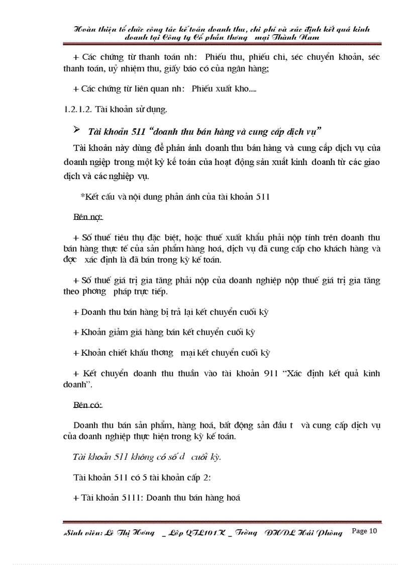 image for page Hoàn thiện tổ chức công tác kế toán doanh thu chi phí và xác định kết quả kinh doanh tại Công ty Cổ phần thương mại Thành Nam