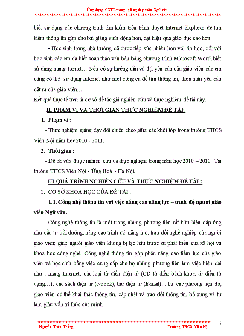 image for page Ứng dụng Công nghệ thông tin trong giảng dạy môn Ngữ văn
