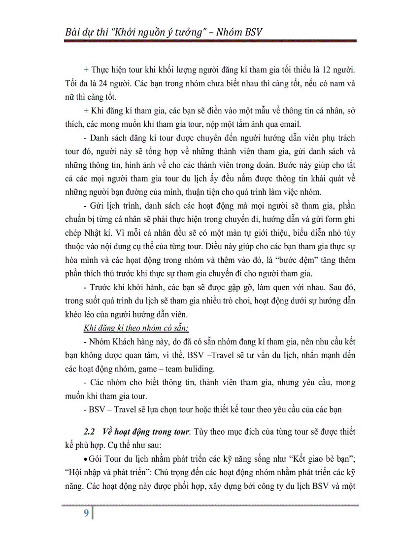 image for page Kế hoạch Kinh doanh loại hình du lịch bụi