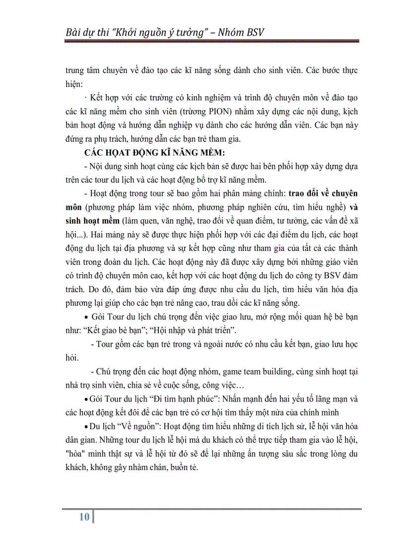 image for page Kế hoạch Kinh doanh loại hình du lịch bụi