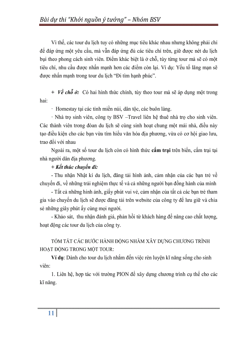 image for page Kế hoạch Kinh doanh loại hình du lịch bụi