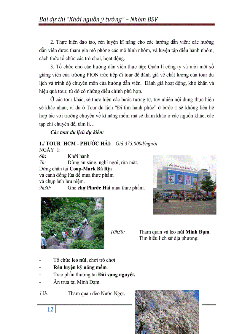 image for page Kế hoạch Kinh doanh loại hình du lịch bụi