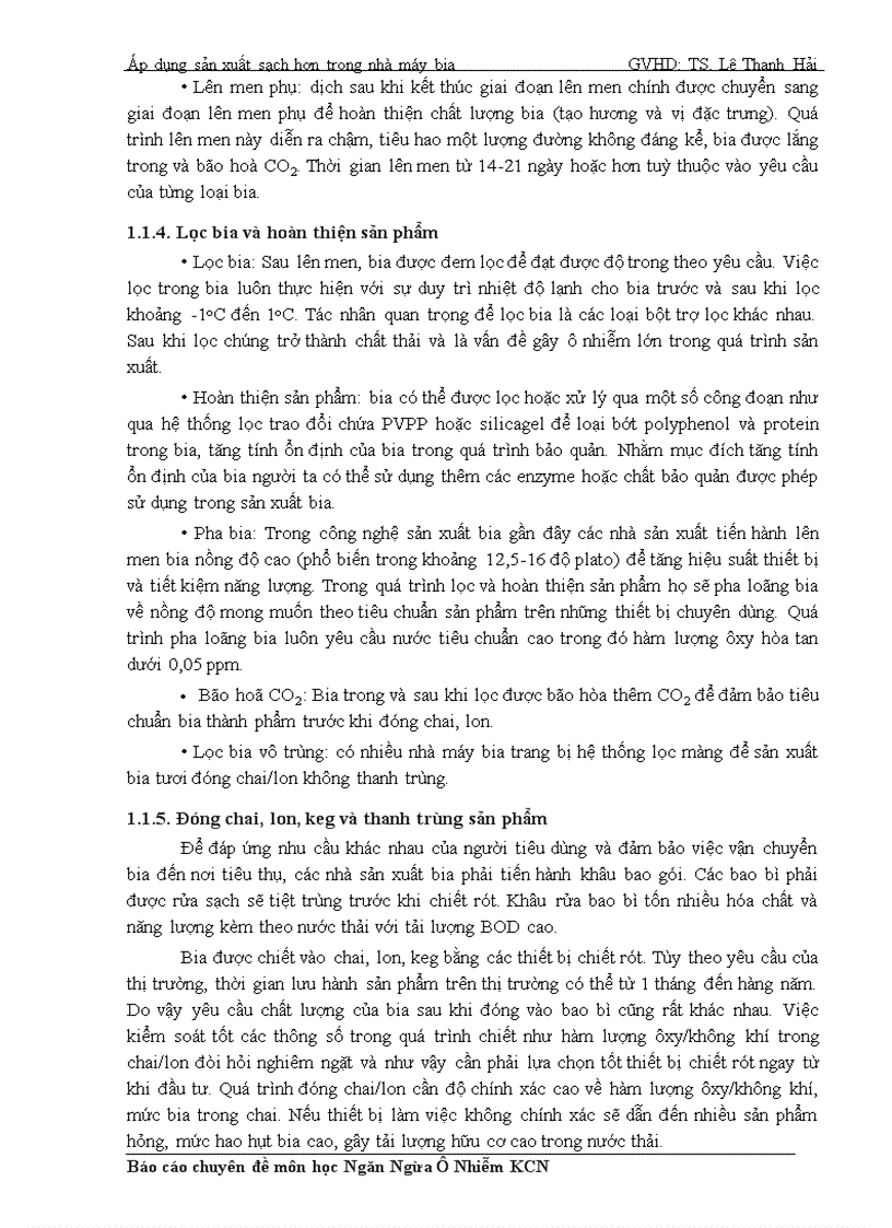 image for page Áp dụng sản xuất sạch hơn trong nhà máy bia