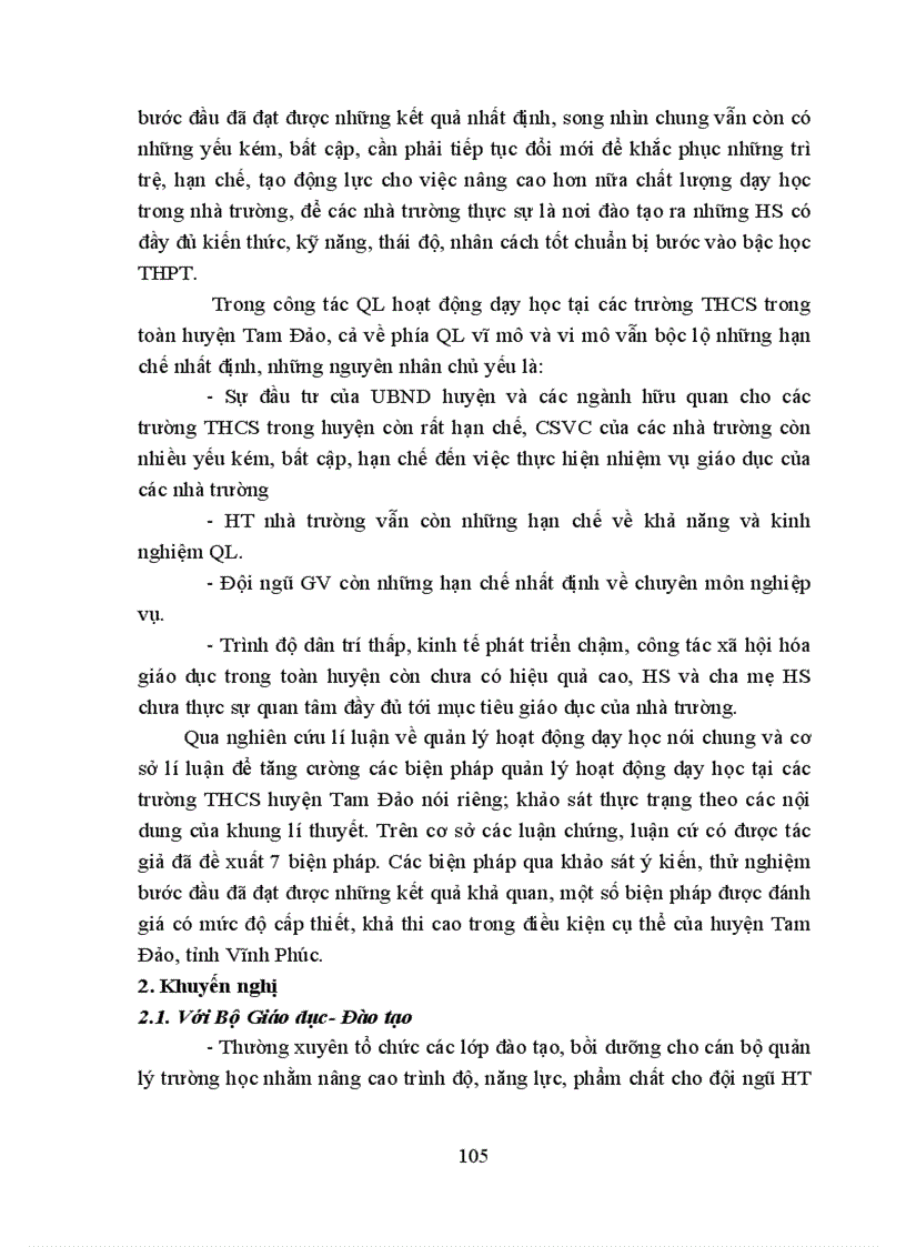 image for page Biện pháp quản lý hoạt động dạy học ở các trường trung học cơ sở huyện Tam Đảo tỉnh Vĩnh Phúc trong giai đoạn hiện nay