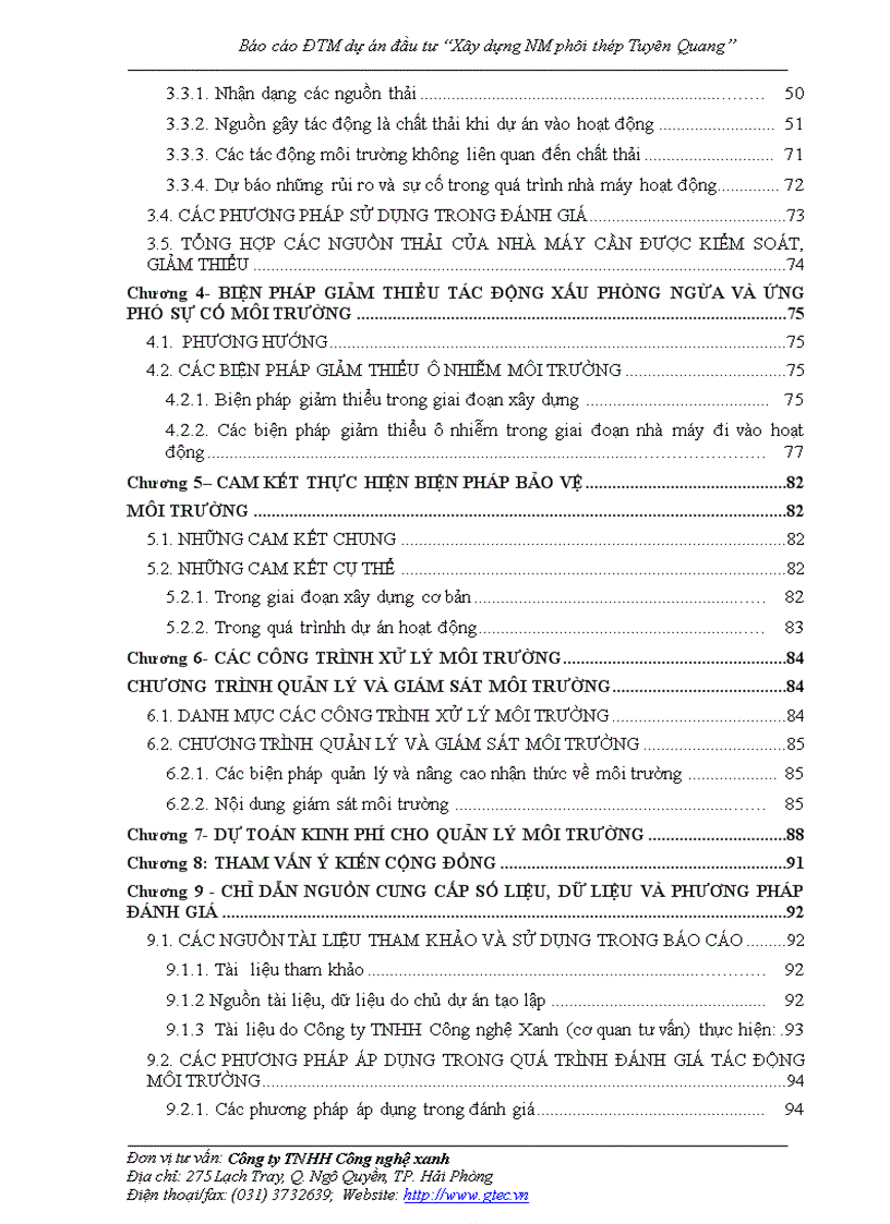 image for page Báo cáo ĐTM dự án đầu tư Xây dựng NM phôi thép Tuyên Quang