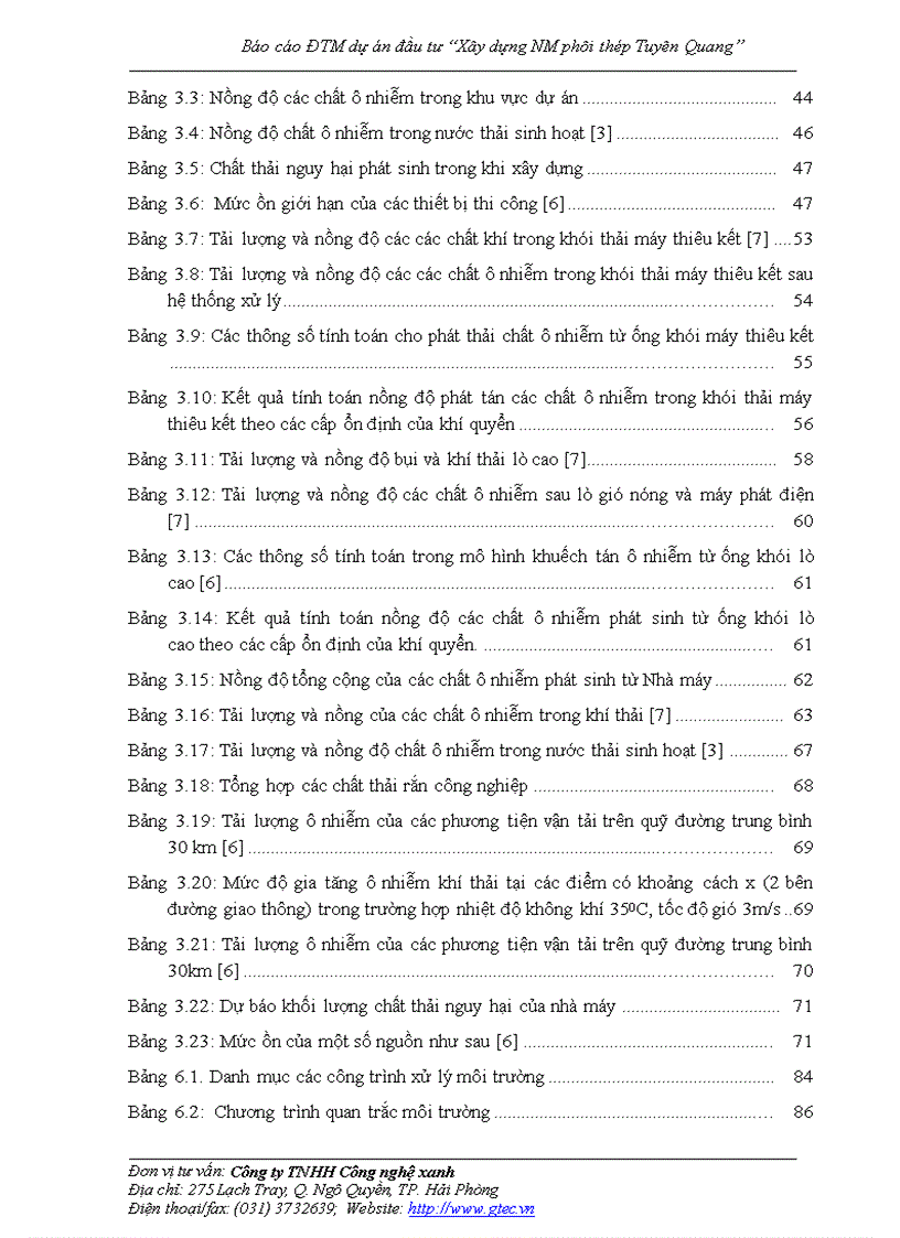 image for page Báo cáo ĐTM dự án đầu tư Xây dựng NM phôi thép Tuyên Quang