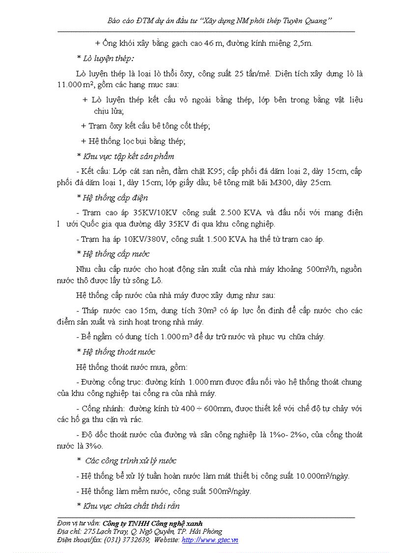 image for page Báo cáo ĐTM dự án đầu tư Xây dựng NM phôi thép Tuyên Quang