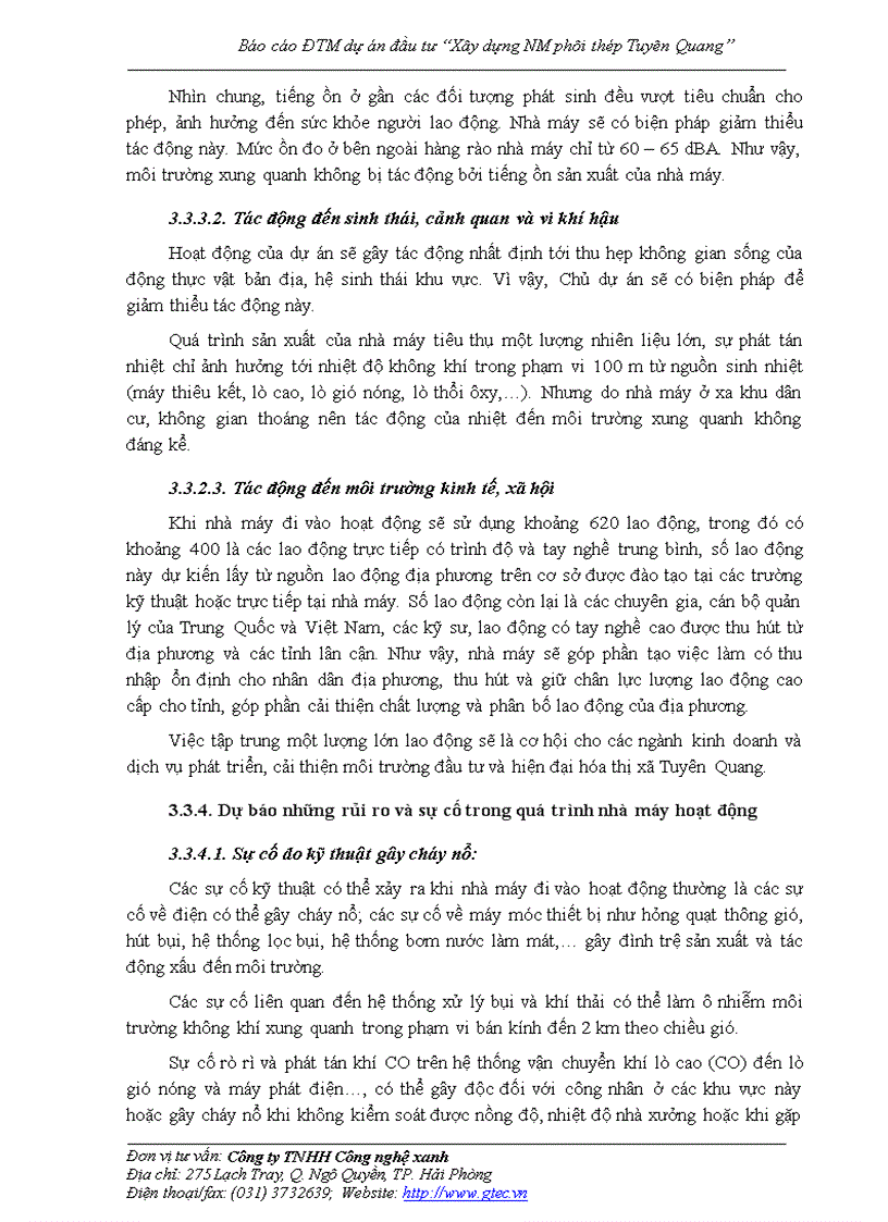 image for page Báo cáo ĐTM dự án đầu tư Xây dựng NM phôi thép Tuyên Quang