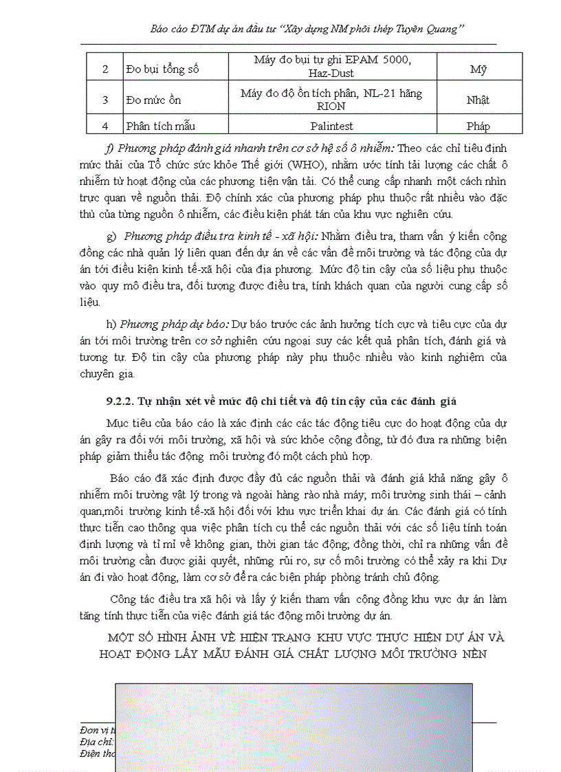 image for page Báo cáo ĐTM dự án đầu tư Xây dựng NM phôi thép Tuyên Quang