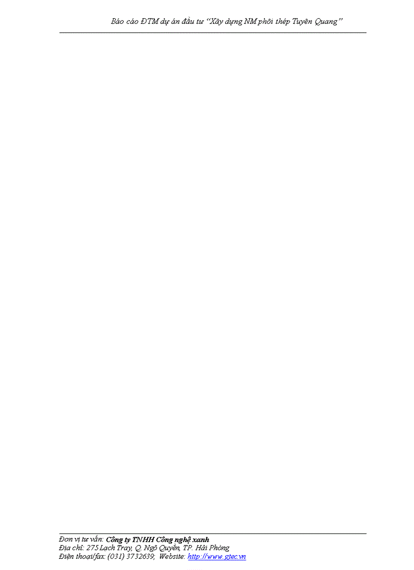 image for page Báo cáo ĐTM dự án đầu tư Xây dựng NM phôi thép Tuyên Quang