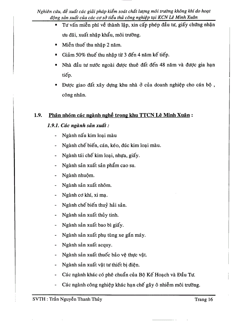 image for page Nghiên cứu đề xuất các giải pháp kiểm soát chất lượng môi trường không khí do hoạt động của các cơ sở tiểu thủ công nghiệp tại khu công nghiệp Lê Minh Xuân