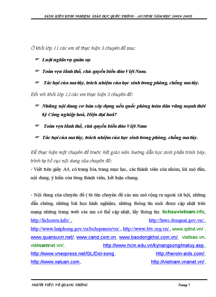 image for page Tổ chức cho học sinh viết chuyên đề để học tập tốt và yêu thích bộ môn giáo dục quốc phòng an ninh tại trường thpt thuận an