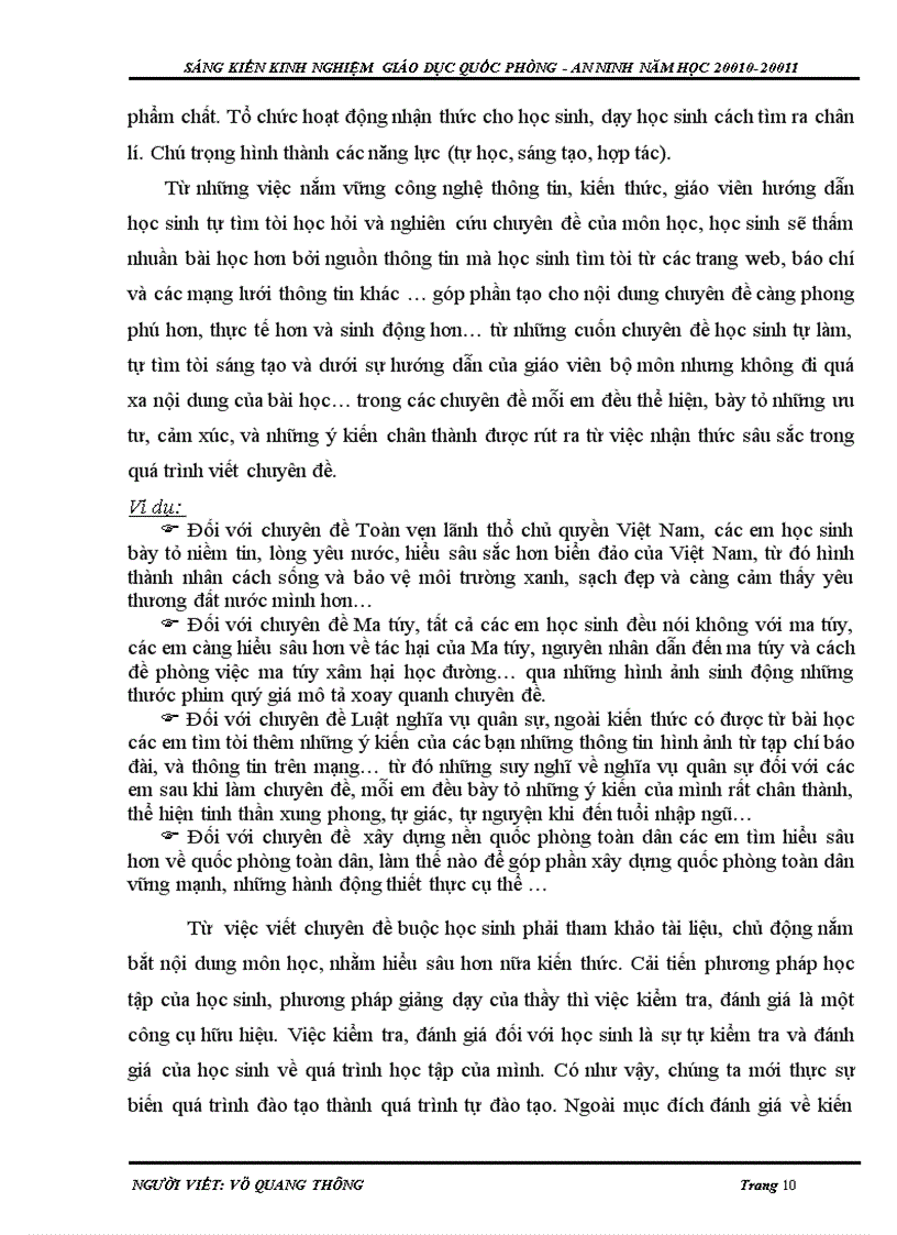 image for page Tổ chức cho học sinh viết chuyên đề để học tập tốt và yêu thích bộ môn giáo dục quốc phòng an ninh tại trường thpt thuận an
