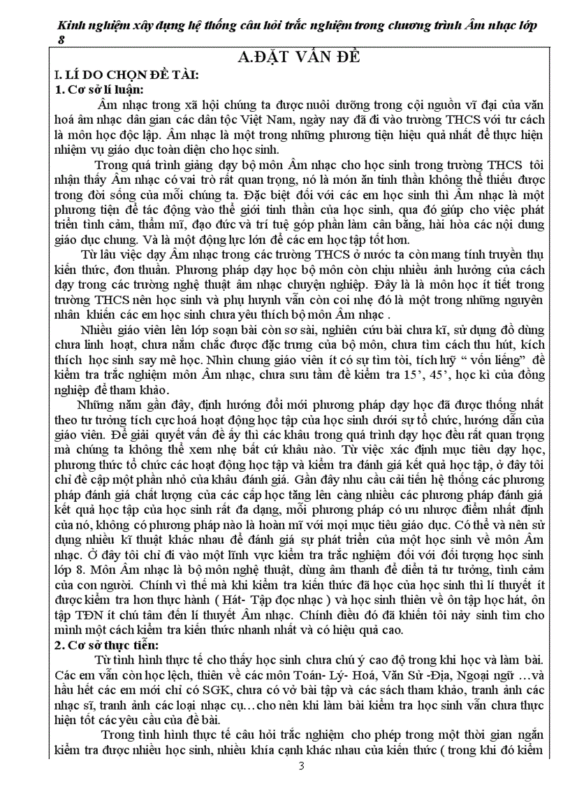 image for page Kinh nghiệm xây dựng hệ thống câu hỏi trắc nghiệm trong chương trình Âm nhạc lớp 8