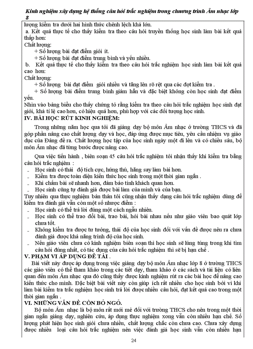 image for page Kinh nghiệm xây dựng hệ thống câu hỏi trắc nghiệm trong chương trình Âm nhạc lớp 8