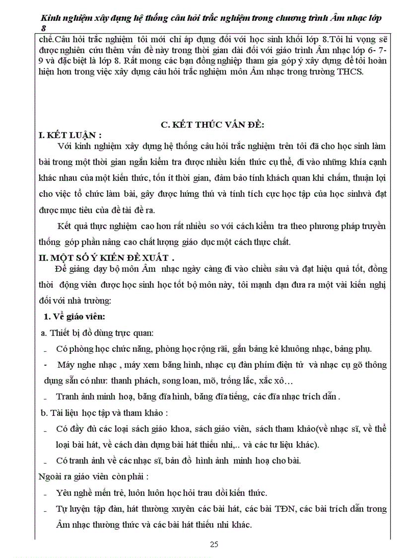 image for page Kinh nghiệm xây dựng hệ thống câu hỏi trắc nghiệm trong chương trình Âm nhạc lớp 8