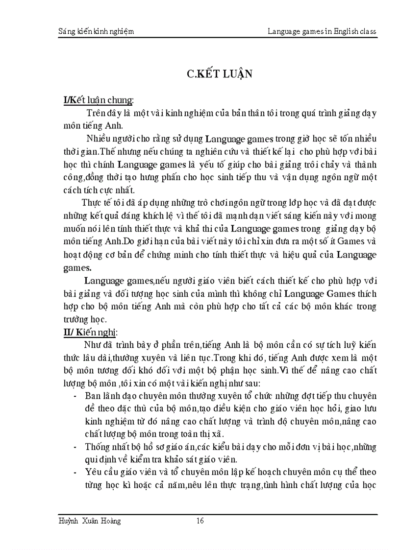 image for page Một số trò chơi ngôn ngữ trong giờ học tiếng Anh