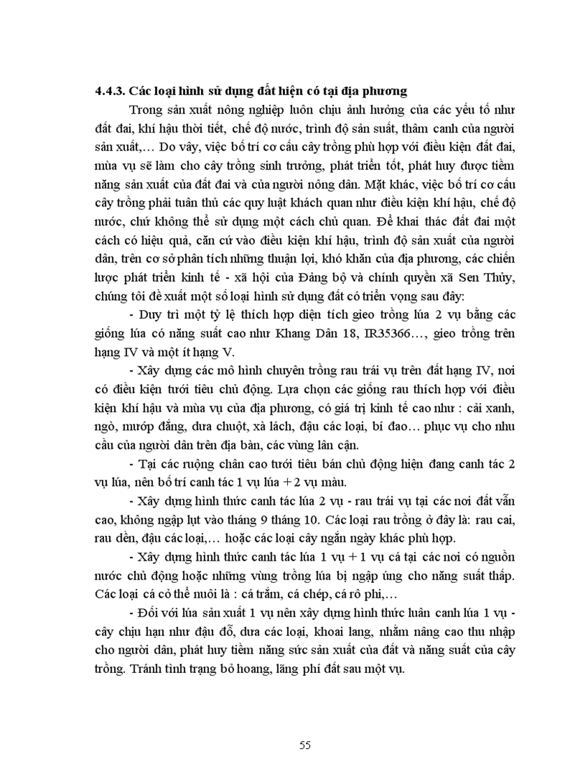 image for page Đánh giá hiện trạng sử dụng đất nông nghiệp của xã Sen Thủy huyện Lệ Thủy tỉnh Quảng Bình Đề xuất một số giải pháp sử dụng đất bền vững