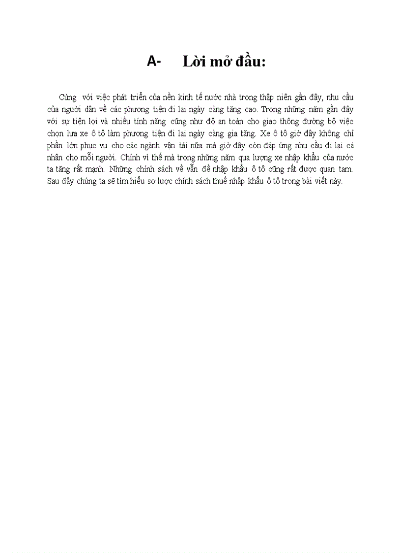 image for page Trình bày và phân tích thực trạng thuế nhâp khẩu ô tô ở Việt Nam