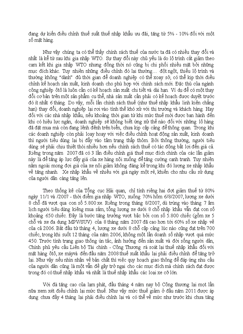 image for page Trình bày và phân tích thực trạng thuế nhâp khẩu ô tô ở Việt Nam