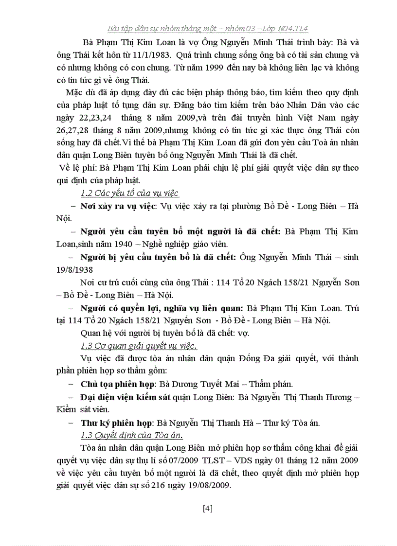 image for page Bài tập dân sự ba vụ việc về việc tuyên bố một người là đã chết