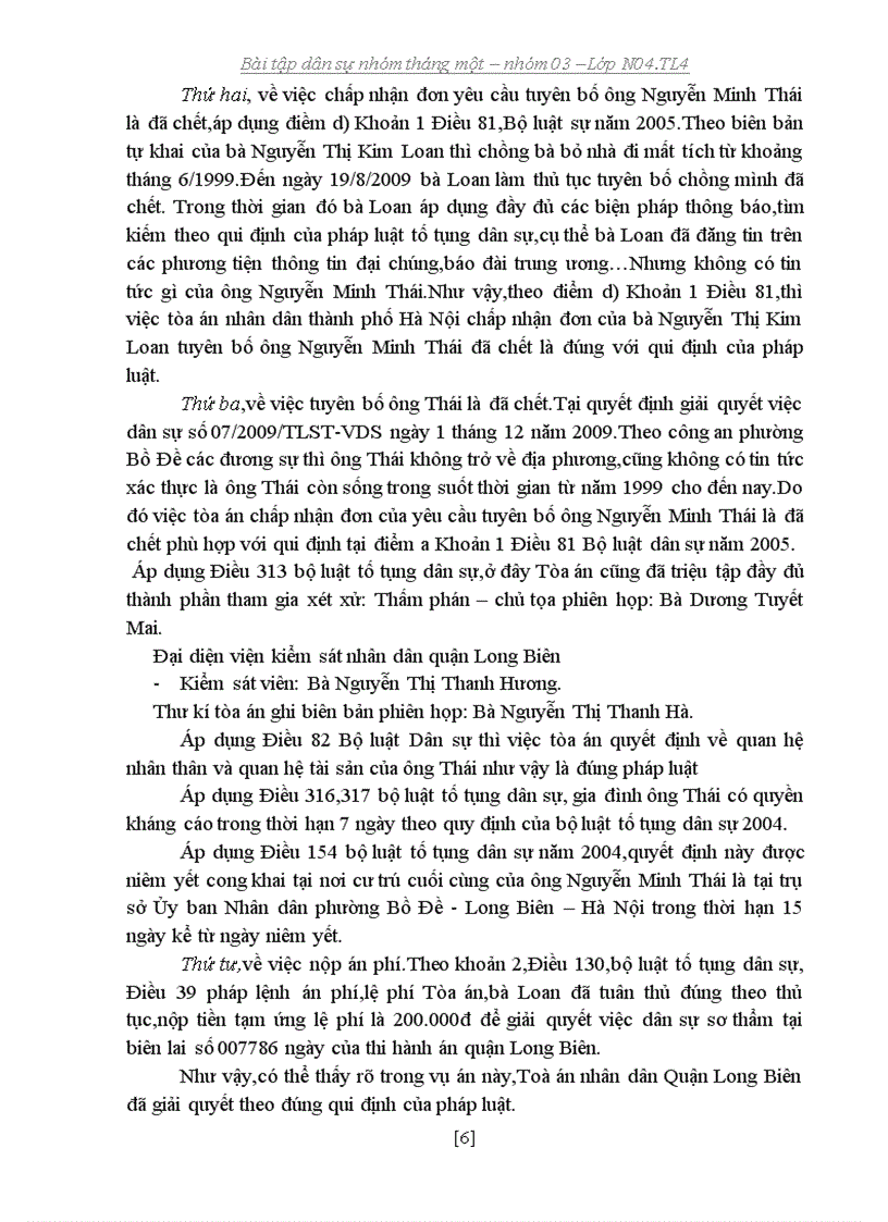 image for page Bài tập dân sự ba vụ việc về việc tuyên bố một người là đã chết