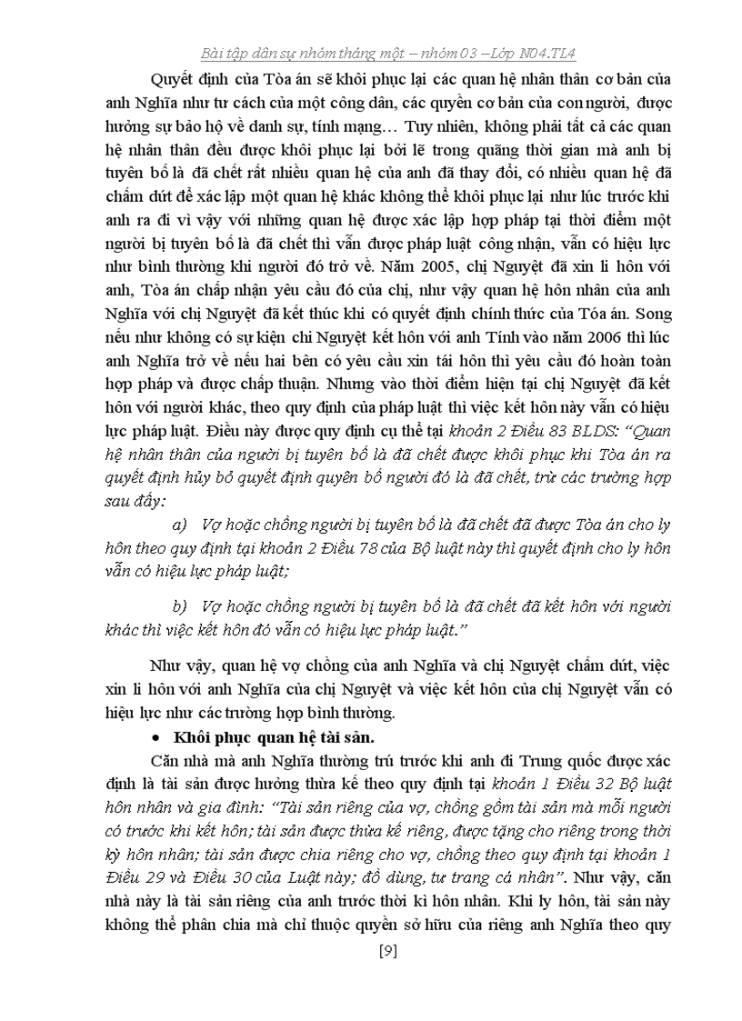 image for page Bài tập dân sự ba vụ việc về việc tuyên bố một người là đã chết