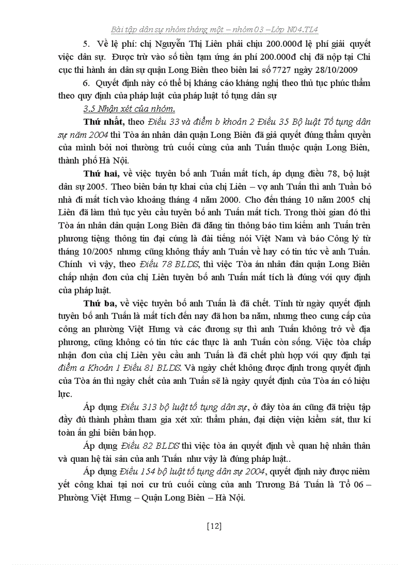 image for page Bài tập dân sự ba vụ việc về việc tuyên bố một người là đã chết