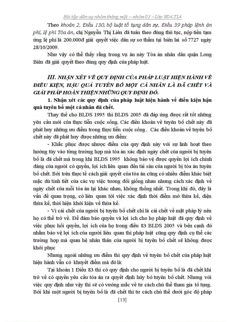 image for page Bài tập dân sự ba vụ việc về việc tuyên bố một người là đã chết