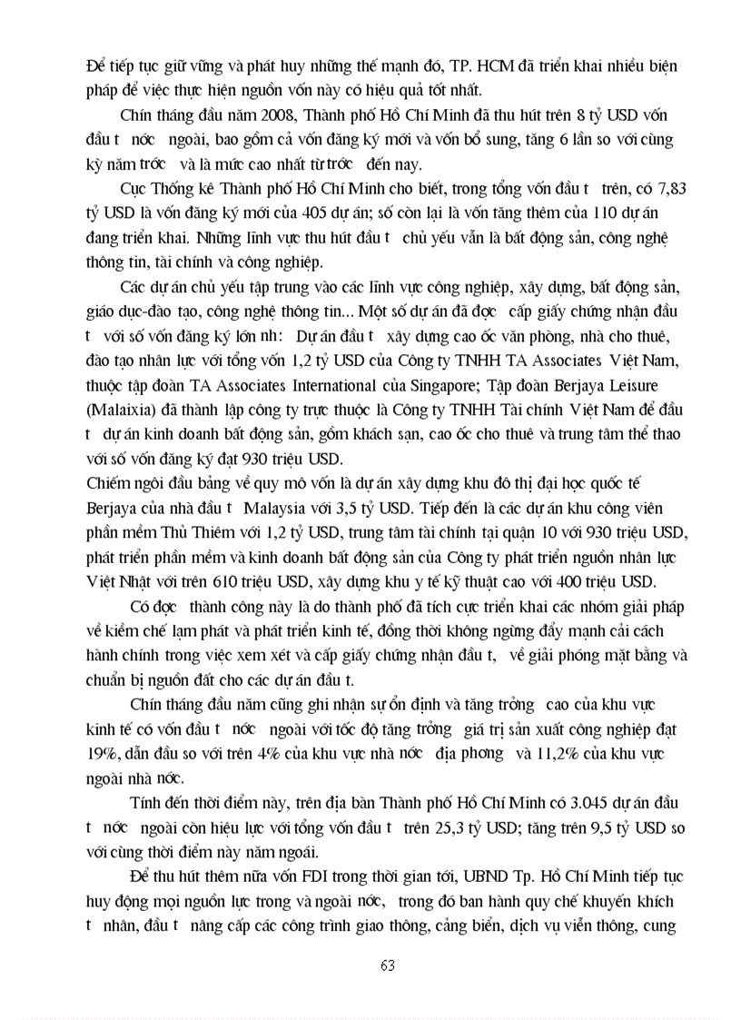 image for page Thực trạng FDI đầu tư vào TP Hồ Chí Minh