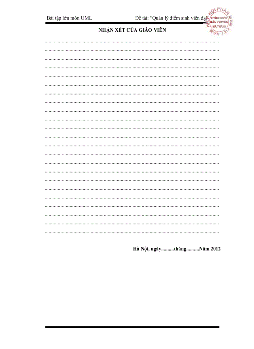 image for page Phân tích thiết kế hướng đối tượng UML Quản lý điểm sinh viên