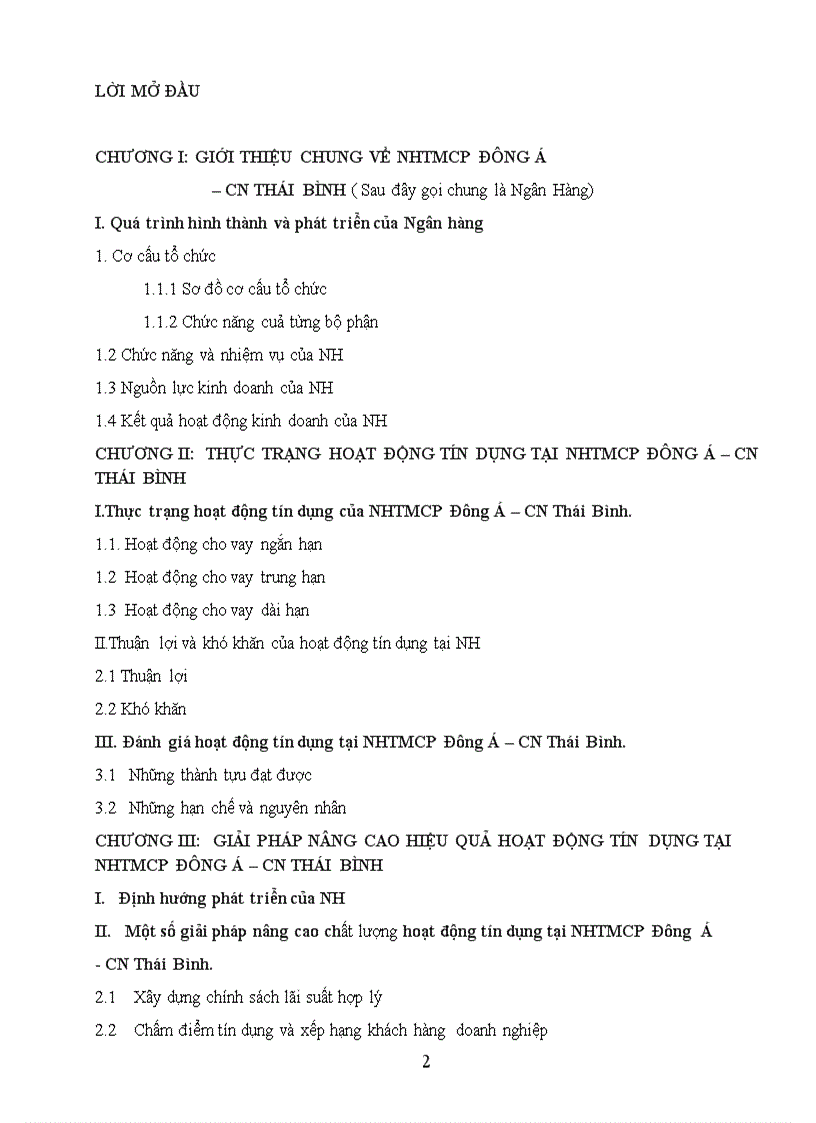 image for page Một số giải pháp nhằm nâng cao chất lượng hoạt động tín dụng tại Ngân hàng thương mại cổ phần Đông Á CN Thái Bình