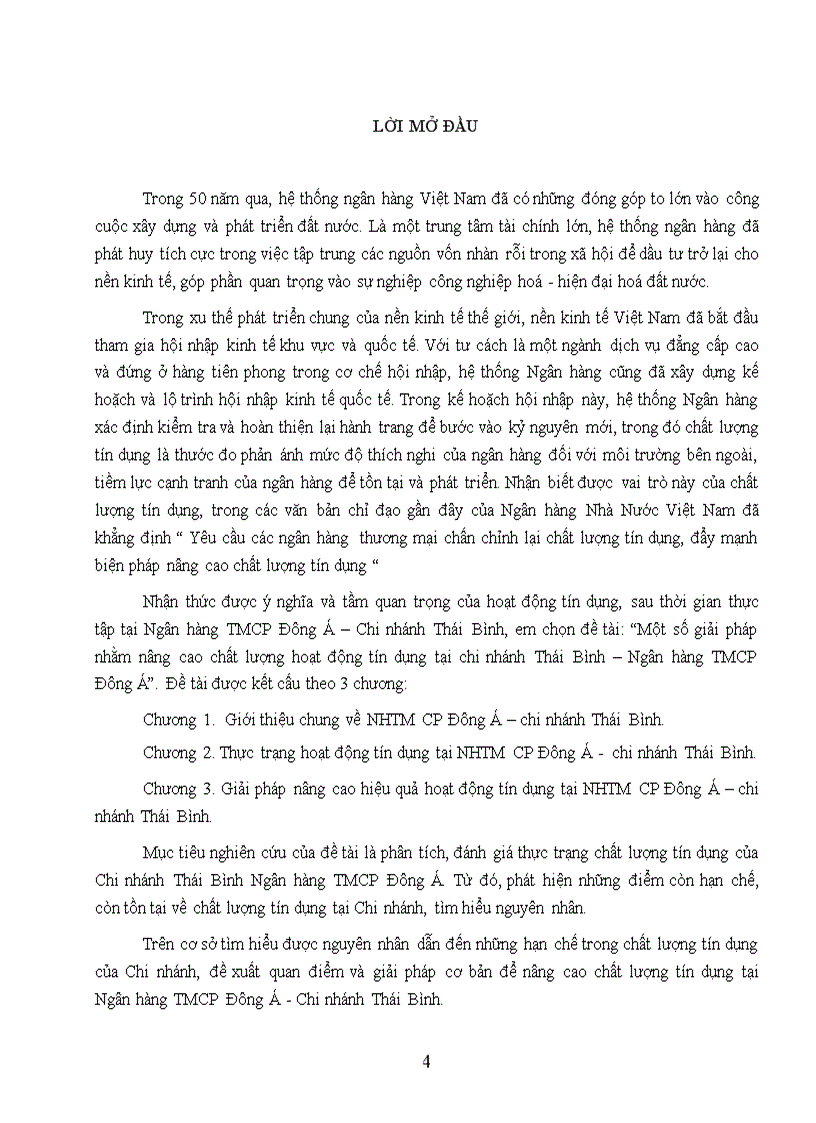 image for page Một số giải pháp nhằm nâng cao chất lượng hoạt động tín dụng tại Ngân hàng thương mại cổ phần Đông Á CN Thái Bình