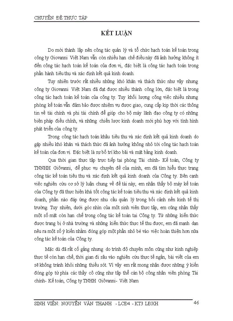 image for page Hạch toán kế toán tiêu thụ và xác định kết quả kinh doanh tại công ty TNHH Gioovanni Việt Nam