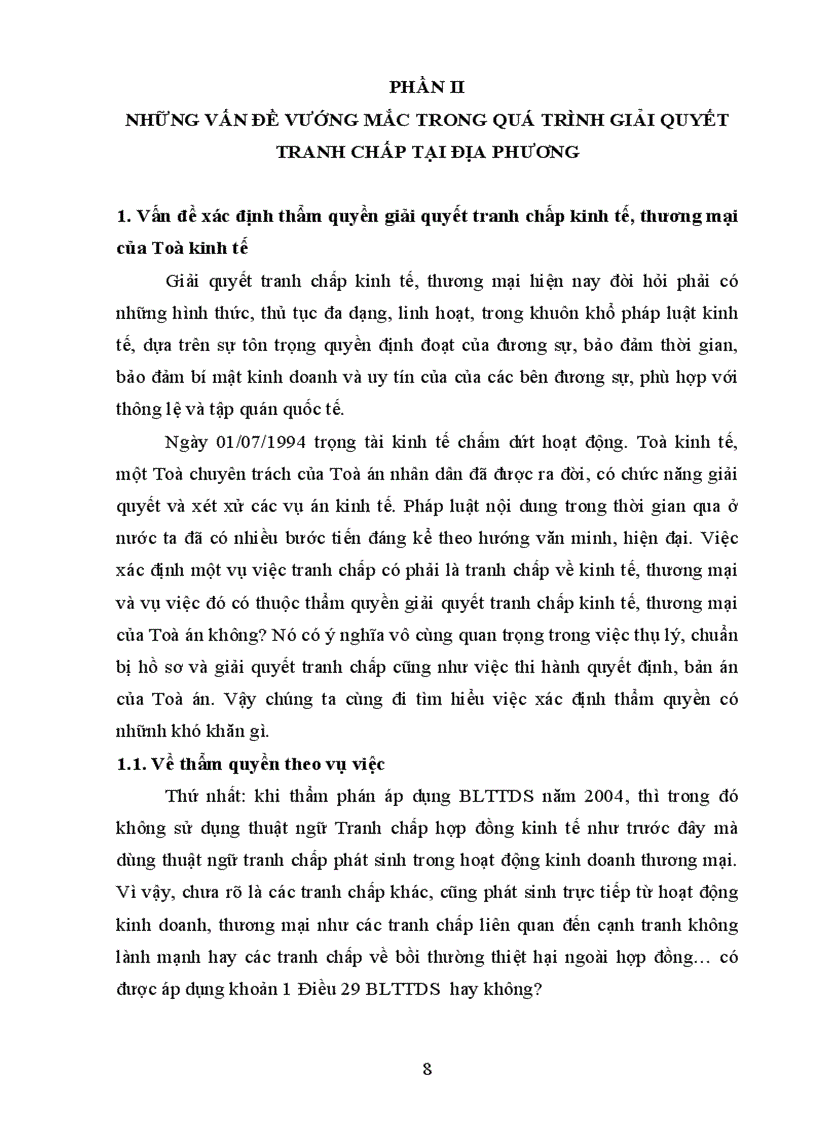 image for page Thực tiễn giải quyết các tranh chấp kinh tế thương mại tại Tòa án