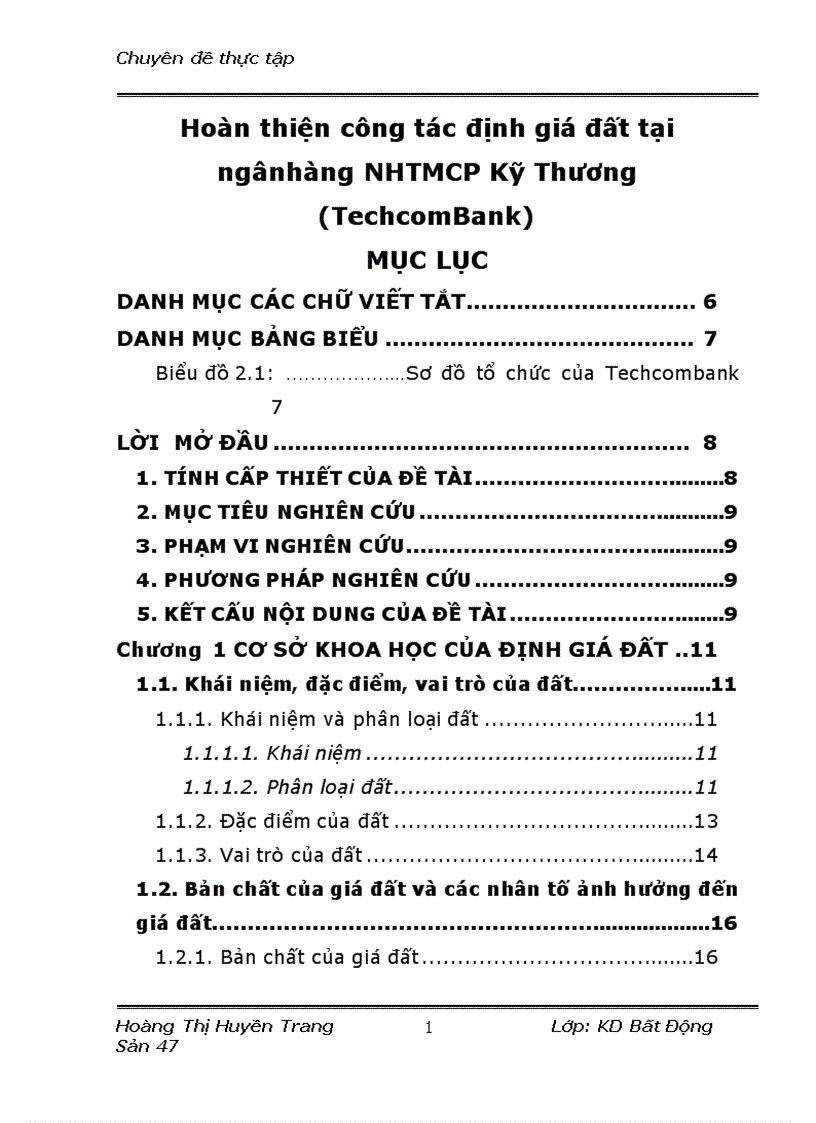 image for page Hoàn thiện công tác định giá đất tại ngân hàng tmcp kỹ thương TechcomBank